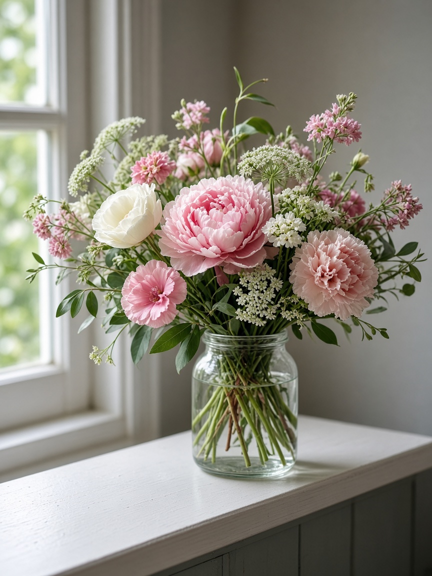 Flowers in a vase by a window